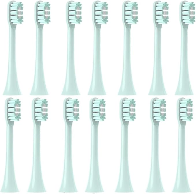 14 PCSCompatible for SOOCAS X3S Replacement Toothbrush Heads X3U/X3Pro/D2/ D3S/D5 Electric Soft Bristle Nozzles(14 Mint Green)