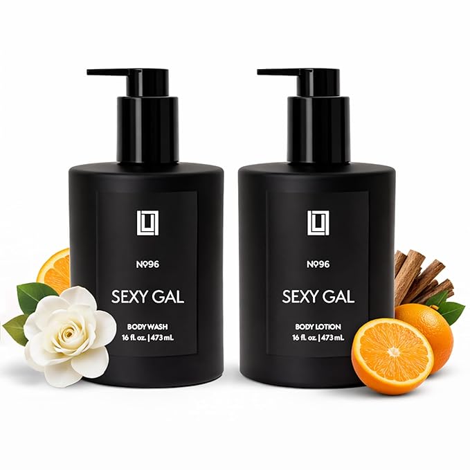 Lulu Candles Sexy Gal - Sandalwood Rose Revitalizing Body Wash &amp Nourishing Body Lotion 2-Piece Set Full Size - 16 Fl Oz.