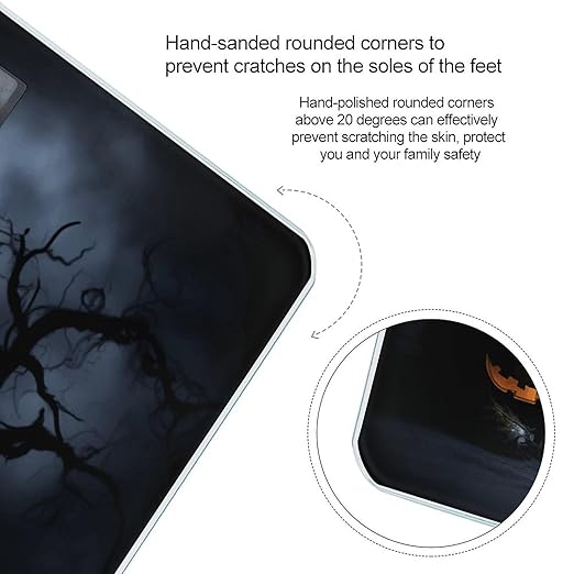 Halloween with Pumpkins Bathroom Scale Large LCD Backlight Display Digital Scale Rounded Corners Body Scales Automatic Power On/Off Bathroom Scales for Home Bedrooms