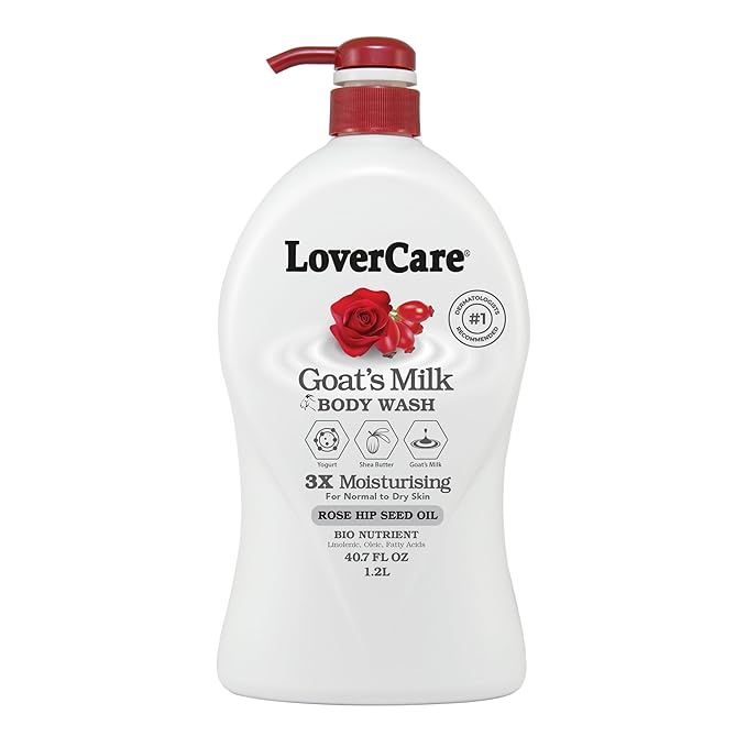 Lover's Care Goat's Milk Moisturizing Body Wash Shower Cream Rose Hip Seed Oil 40.7 Fl.Oz - Single…