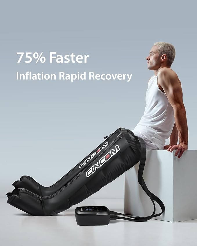 CINCOM Leg Massager Recovery System Cordless Air Compression Boots for Circulation Pro Sequential Compression Device for Athlete Fast Recovery