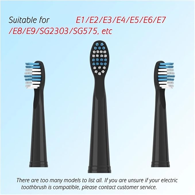 Replacement Brush Heads Compatible for Electric Toothbrushes E1-9/SG2303/SG575 Vacuum Packing(10white10black)