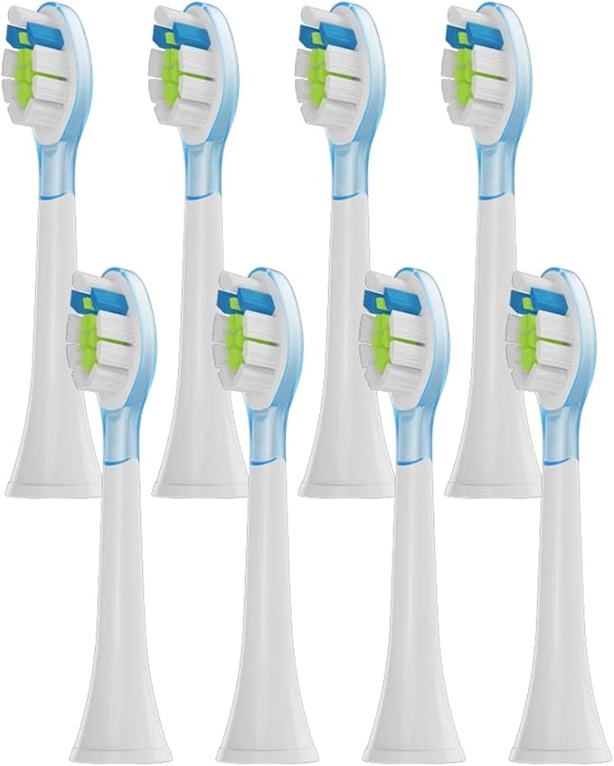 8Pcs Replacement Brush HeadsCompatible for Philips HX6064 HX6930 HX6730 Sonic Electric Toothbrush Vacuum Soft Bristle Nozzles(PS Green)