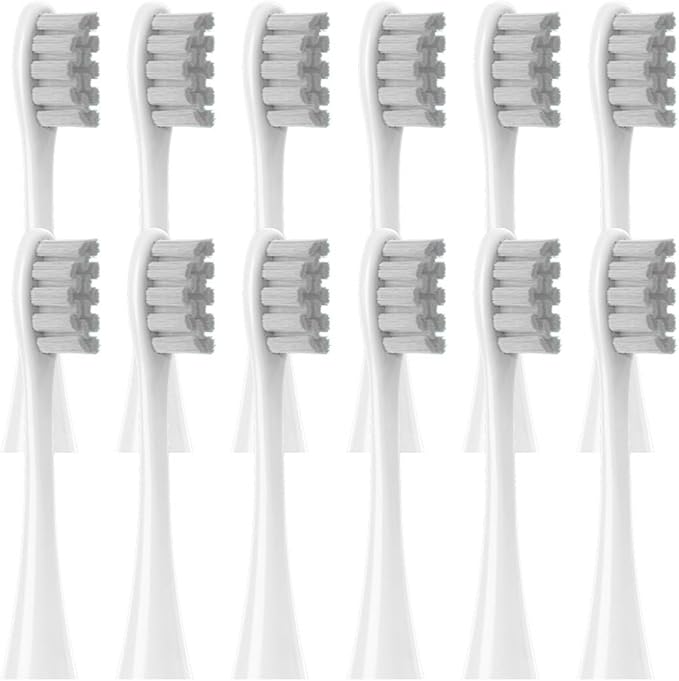 12PCS Replacement Brush Heads Compatible for Oclean X/X PRO/ Z1/ F1/ One/Air 2 /SE Sonic Electric Toothbrush Soft Bristle Nozzles(12pcs Gray)
