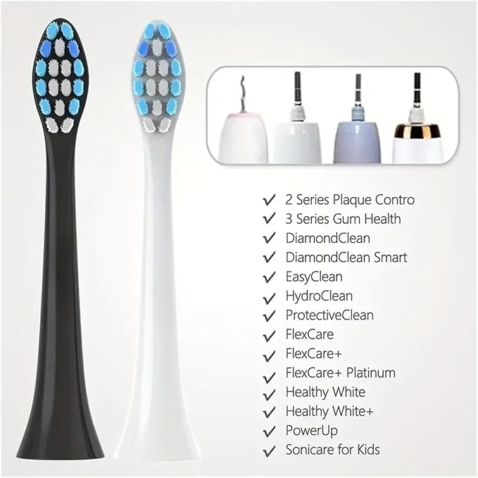 8pcs Replacement Toothbrush HeadsCompatible For Philips Sonicare Electric Toothbrush Brush Head 1100 2100 4100 5100 5300 6100 7500(8pcs Blue)
