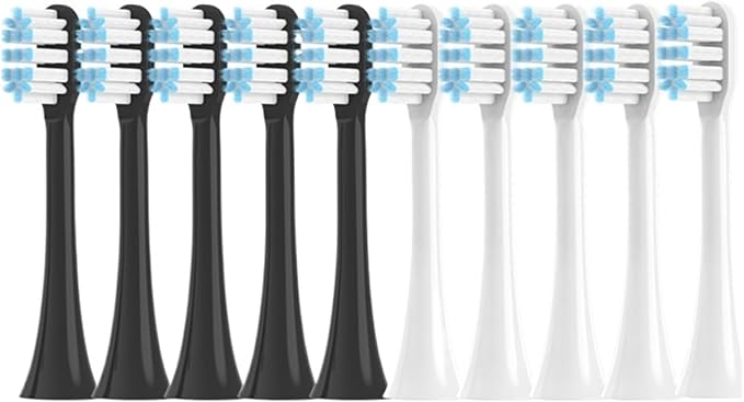 10PCS Replacement Toothbrushes HeadCompatible for SOOCAS X3/X3 Pro/X1/V1/V2/D3/X3U/X5(5Black5White)