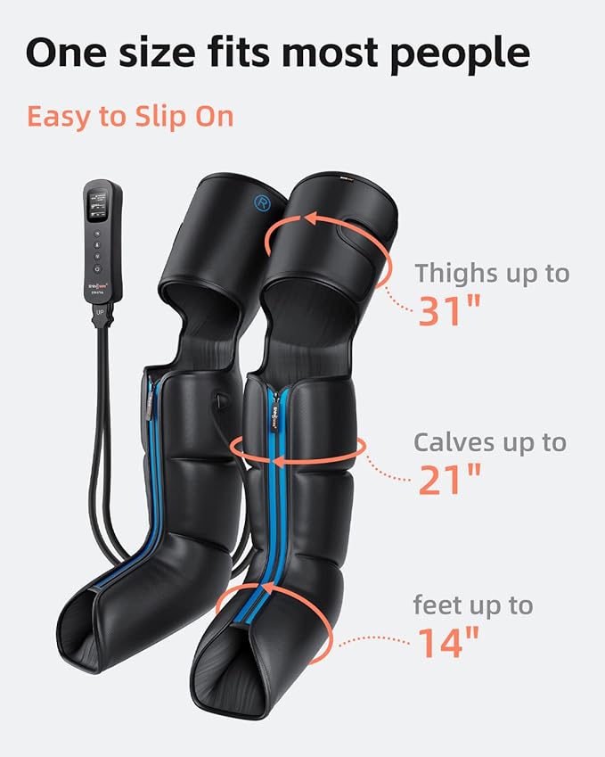 SHINE WELL Leg Massager with Heat and Compression for Circulation and Pain Relief Full Foot &amp Leg Air Compression Machine for Athletes Sequential Compression Boots Device for Post Workout Recove