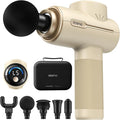 RENPHO Active Massage Gun Deep Tissue Percussion Massager for Back and Neck Portable Handheld Massager with 5 Speeds 5 Attachments Carry Case Beige