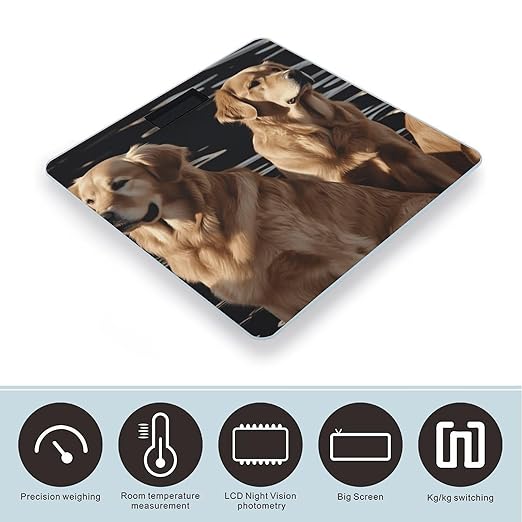 Golden Retrievers Bathroom Scale Large LCD Backlight Display Digital Scale Rounded Corners Body Scales Automatic Power On/Off Bathroom Scales for Home Bedrooms