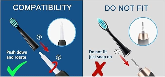 10 Pieces Replacement Heads Compatible with Fairywill D7 / D8 Fw507 508 551 917 959 D1 D3 Black Toothbrush
