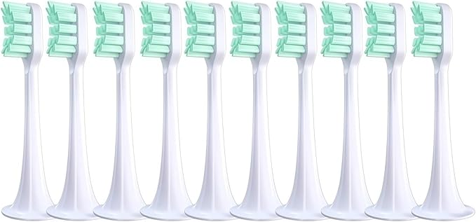 Replacement Brush Heads Compatible with Mijia T300/T500 Replacement Electric Toothbrush Heads Nozzles Clean Protect Soft Bristle(10pcs Green)