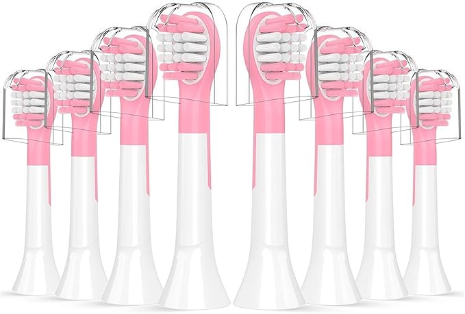 Kids Replacement Toothbrush Head Compatible with Philips HX6032/94HX6320HX6340HX6321HX6330HX6331 Replacement Brush Heads for 3-7 Years Old Kids (Mini Size)(8pcs Pink)