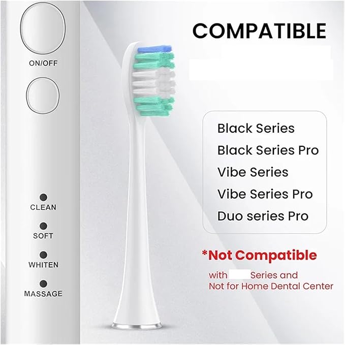 10 Pieces Large Brush Head Crescent-Shaped BristlesCompatible for Toothbrush Soft Bristle Deep Clean Teeth(Black)