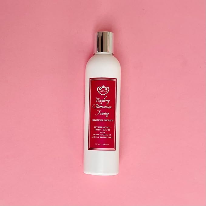 Jaqua Shower Syrup Vegan Hydrating Body Wash with Jojoba and Rosehip Oil - Raspberry Buttercream Frosting