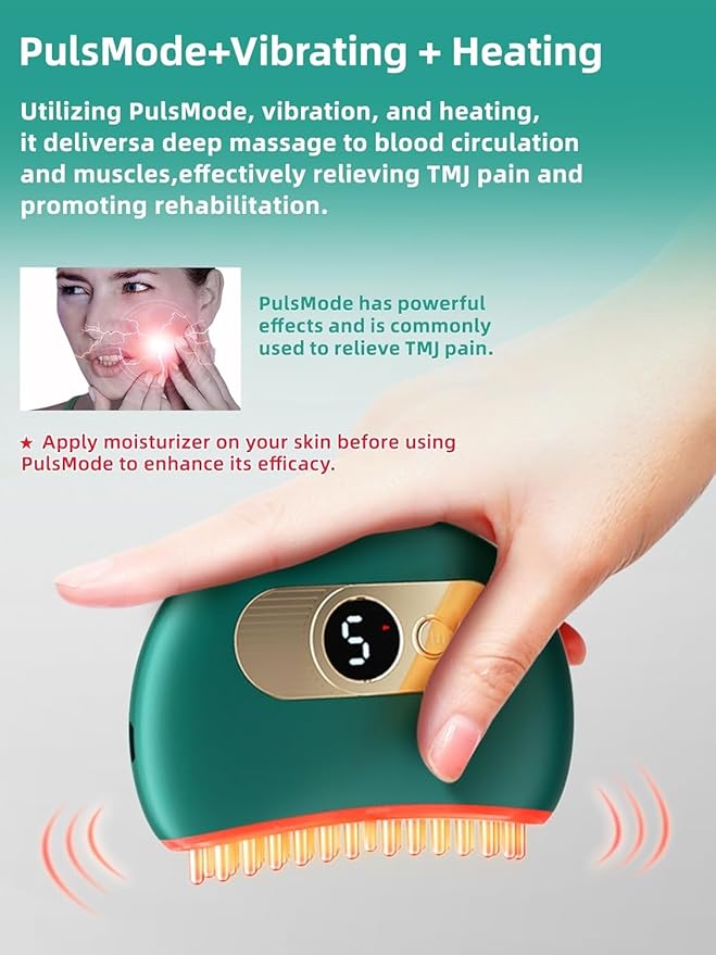 TMJ Relief Products Jaw TMJ Relief Massager Vibration and Heating Ergonomic Multi-Needle Design TMJ Massage Tool Effective Jaw &amp Neck Pain Grinding and Clenching Teeth Relief (Green)