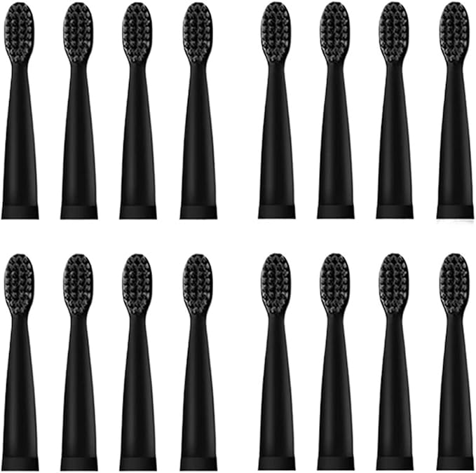 16pcs Replacement Brush HeadsCompatible for Toothbrush Soft Head Deep Clean J110 / J209(16pcs Black Head)