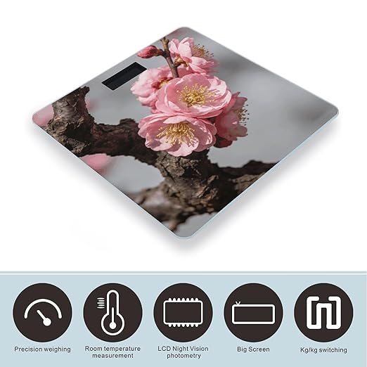 Blooming Plum Smart Scale for Body Weight Digital Bathroom Scale Toughened Glass Weight Scale with Large LCD Backlight Display High Precision Scales Weighing Machine