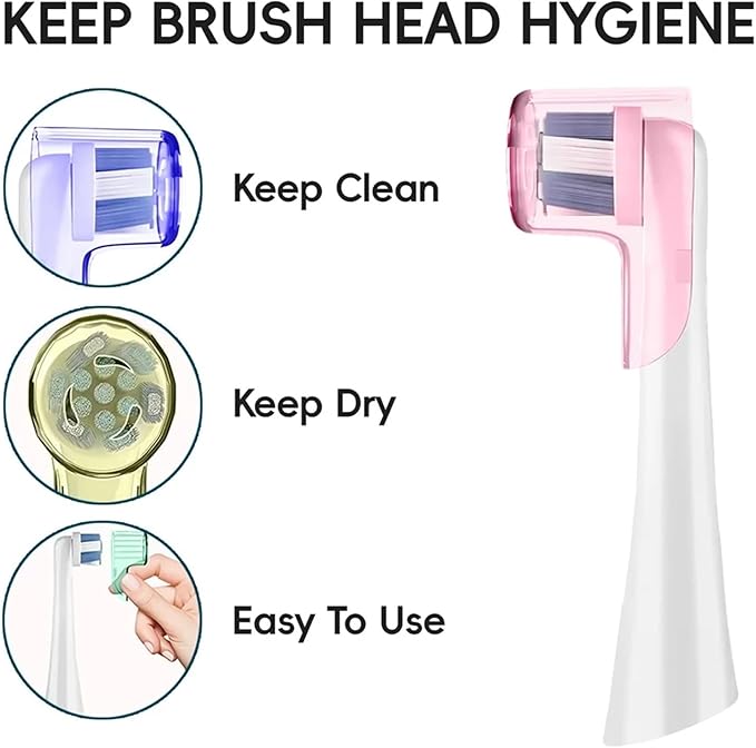 4X Replacement Brush Heads &amp 4X Toothbrush Head Protective Caps Compatible for Oral B iO 2/3/4/5/6/7/8/9 Electric Toothbrushes(White-Colorful)