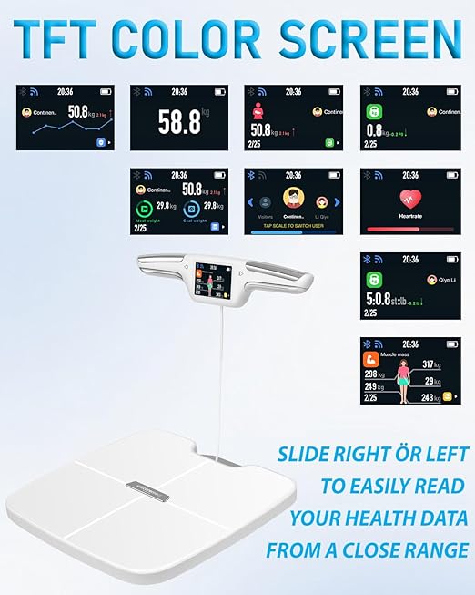 Smart Scale for Body Weight with BMI Body Fat Muscle Mass FSA&ampHSA Eligible 8 Electrode High Precision Bathroom Scale Scale with App 56 Body Composition Measurement (White)