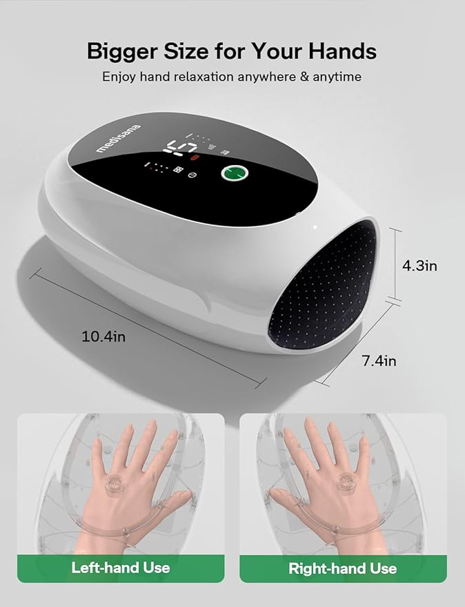 Medisana Hand Massager for Arthritis and Carpal Tunnel 6 Modes 6 Intensities Hand Massager with Heat and Compression Large LCD Display Full Hand &amp Wrist Massager Christmas Gifts for Men Women