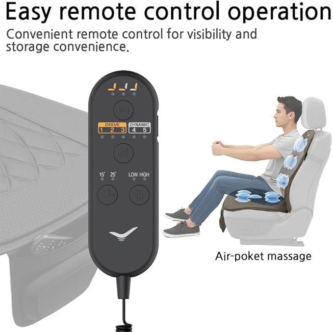 Vehicle Seat Air Massage Cover. Tailored for Long-Distance Drivers for Long commutes. 11 Air Cells Dynamic Work for Back &amp Hip. Relax Muscles While Driving Slim Comfy Design (Black)