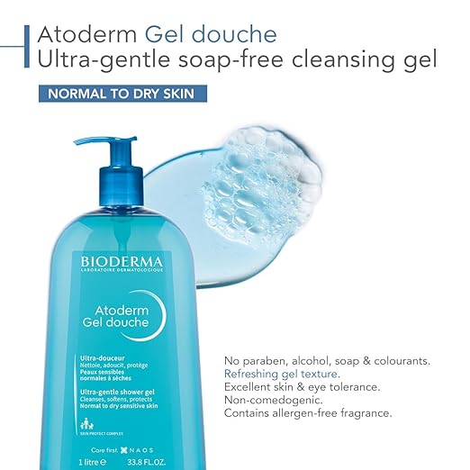 Bioderma - Atoderm - Hydrating Shower Gel - Moisturizing Face and Body Cleanser - Body Wash for Normal to Dry Sensitive Skin