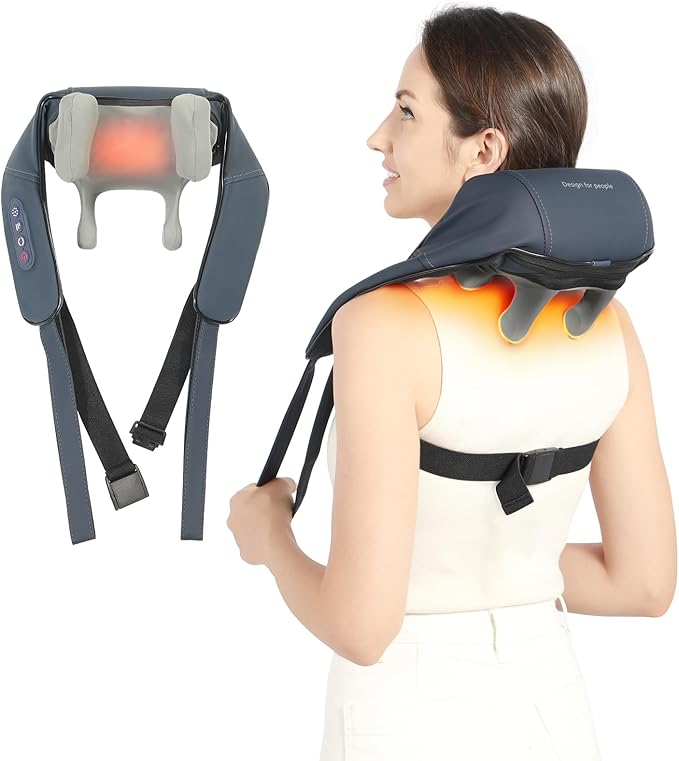 Neck and Shoulder Massager with Heat Shiatsu Back Massager for Pain Relief Cordless Electric Deep Tissue 4D Kneading Massage for Neck Shoulder Leg Back Muscle Tension Release