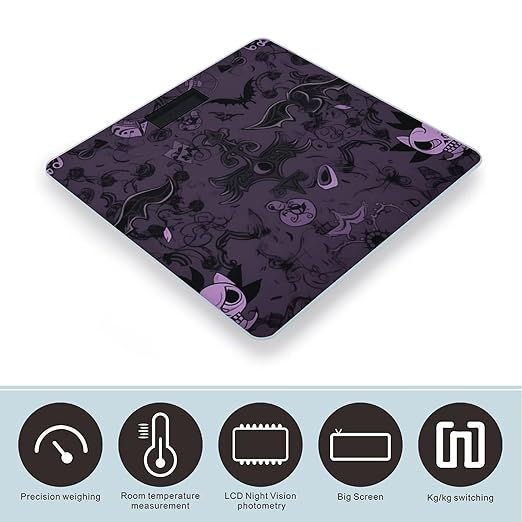 Purple Black Goth Spooky Scale for Body Weight Digital Bathroom Scale Precision Smart Weighing Scales with Clear LED Display Accurate High Precision Scales Weighing Machine