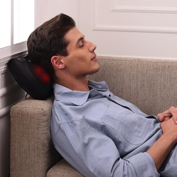 beatXP Deep Heal Pillow Shiatsua Infrared Heat Therapy Massager with 3 Mode Settings Deep Tissue Massager for Shoulder Neck and Back Pain Relief with Corded Electric