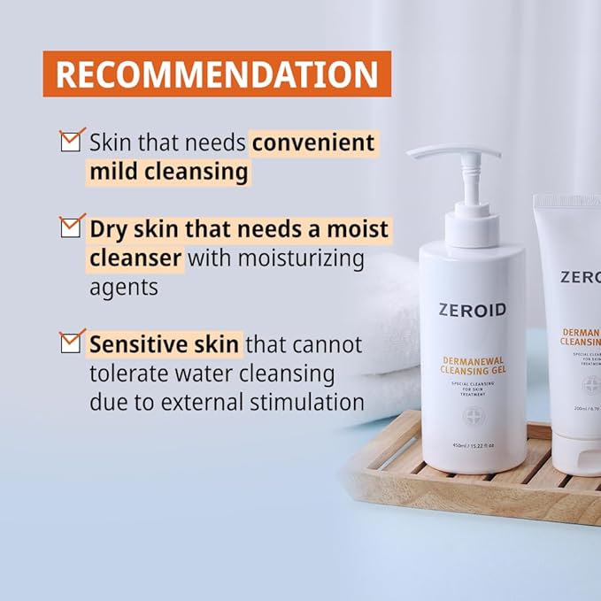 ZEROID | Dermanewal Cleansing Gel | Hydrating Face and Body Wash | Moisturizing Korean Shower Gel | Body Care for Women &amp Men | Korean Bath Products | Body Care Skin Treatments | 15.22 fl oz (450m