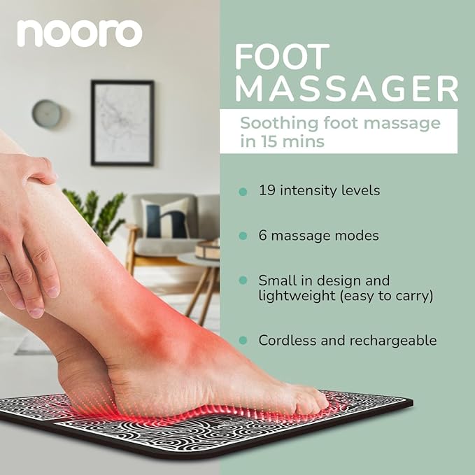 nooro Portable Foot Massager – Soothing Comfort for Tired Feet – 6 Adjustable Vibration Modes &amp 15-Minute Auto-Timer – Lightweight &amp Portable for Daily Relaxation