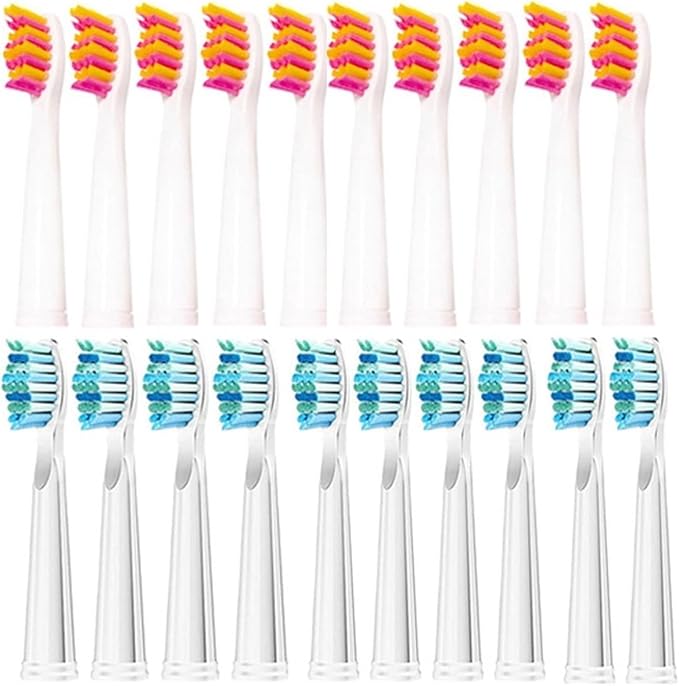 20 Pcs Replaceable Brush HeadsCompatible for Seago Electric Toothbrush FW/SG 507/508/515/551/917/959(10 White 10 Pink)