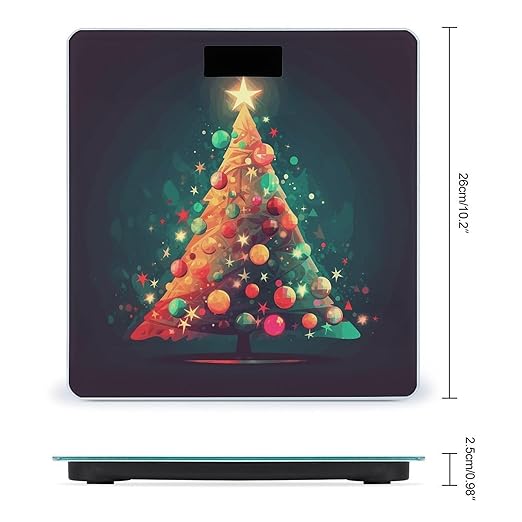 Digital Bathroom Scale for Body Weight Scale with Bright LCD Display High Accuracy Step-On Technology Auto On/Off Shiny Christmas Tree Digital Scales 400 Lbs /180kg
