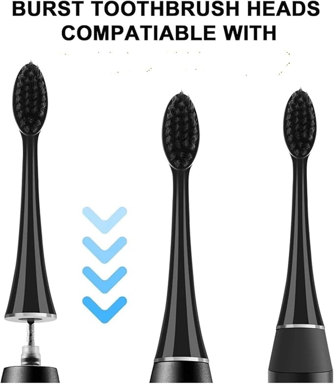 4 PCS Replacement Sonic Electric Toothbrush Heads Soft Charcoal Bristles Whiting Teeth Compatible for Seago S9 for Burst Adults