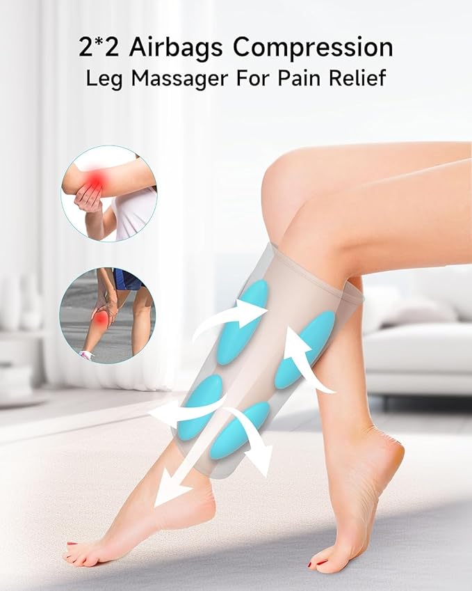 ALLJOY Cordless Calf Massager Leg Massage for Circulation and Pain Relief Christmas Gifts Rechargeable Calf Air Compression Massager with 2 Heat Levels 4 Modes 3 Intensities for Men Women Mom Dad