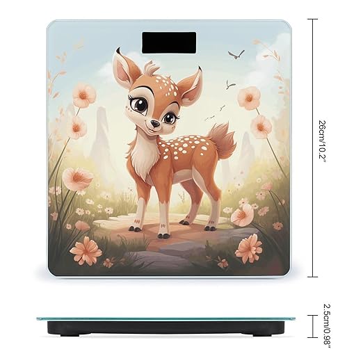 Lovely Deer Bathroom Scale for Body Weight Bathroom Weighing Scale with Backlit LCD Display Highly Accurate Measures Weight Up to 180kg