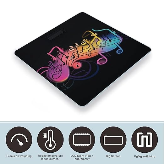 Rainbow Musical Note Melody Smart Scale for Body Weight Accurate Bathroom Scale with LED Display Digital Weight Scales Weighing Machine High Precision Scales for Bath Home