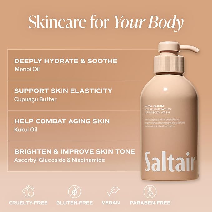 Saltair Body Wash Signature Scents 2-Pack. Moisturizing Body Cleanser with Monoi Oil and Cupuacu Butter. Luxury Shower Gel for Women and Men. Vegan Cruelty-Free Paraben-Free. 2x 17oz Pump Bottles