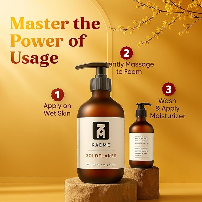 KAEME.COM GOLDFLAKES LUXURIOUS BLACK SOAP BODY WASH-Plant BasedAntifungal HandmadeSulphateParabenDye FreeNourishing &amp Soothing FormulaPimpleEczemaAcne Anti-Bacterial Herbal-500mL /16.9Fl