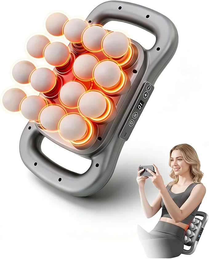 16 Head Massage Gun Set - Deep Tissue Percussion Massager with 9 Modes&ampLevels with Red Light Therapyfor BodyBackShouldersNeckLegsFootMassage Gun deep TissueBest Gift for WomenMenMom and