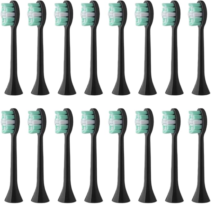 Replacement Toothbrush HeadsCompatible for Lenovo B002DC/B009DC/B001/B004/B005/B006Soft Deep Cleaning Whitening8-16pcs(16pcs Black)