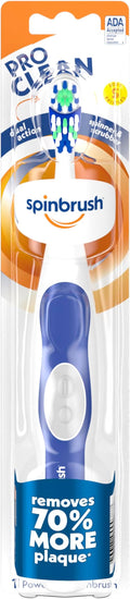 Spinbrush PRO CLEAN Battery Powered Toothbrush Soft Bristles 1 Count Gold or Blue Color May Vary