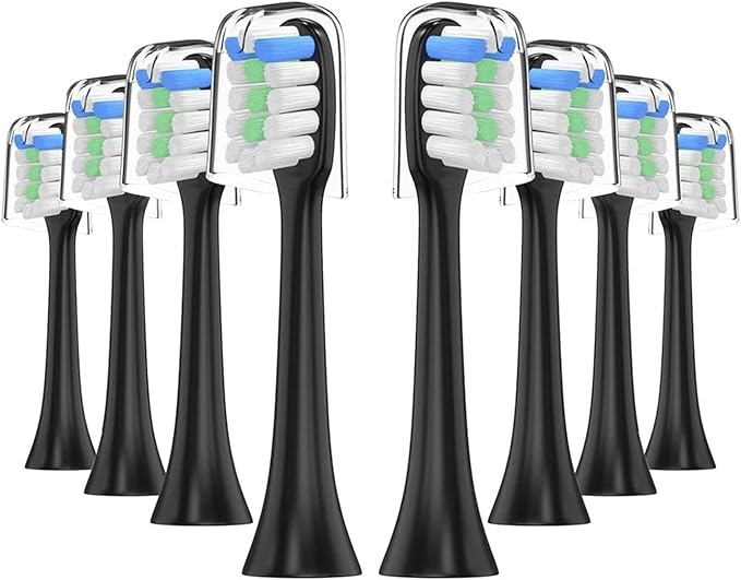 8pcs ToothbrushCompatible for Soocas X3Pro / X3U X5 V1 V2 X1 Brush Teeth(BlackA)