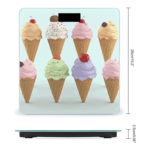 Ice Cream Cones Weight Scale Digital Electronic Scales Bathroom Scale Larg LCD Backlight Display High Precisio MeasurementsTempered Glass