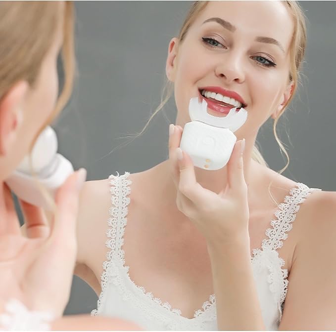Scandinavian Smiles U-Shaped Electric Toothbrush 360° Sonic Cleaning for Adults &amp Kids 3 Modes USB-C Rechargeable (Black)