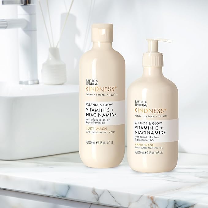 Baylis &amp Harding Kindness + Vitamin C &amp Niacinamide Orange &amp Mango Fragrance 16.9 fl. oz Cleanse &amp Glow Hand Soap (Pack of 3) - Biodegradable Formula - Vegan Friendly