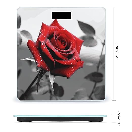 Digital Bathroom Scale for Body Weight Scale with Bright LCD Display High Accuracy Step-On Technology Auto On/Off Black and White Red Rose Digital Scales 400 Lbs /180kg