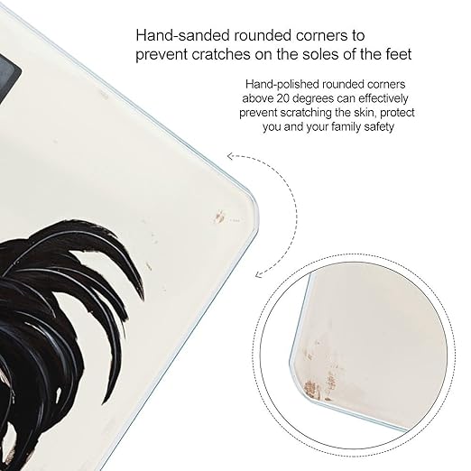 Black Rooster Bathroom Scale for Body Weight Bathroom Weighing Scale with Backlit LCD Display Highly Accurate Measures Weight Up to 180kg