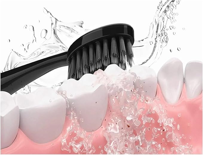 10pcs Replacement Brush HeadsCompatible for Burst Pro Electric Toothbrush Soft Bristles Refill with Cover Cap(5pcs Black)