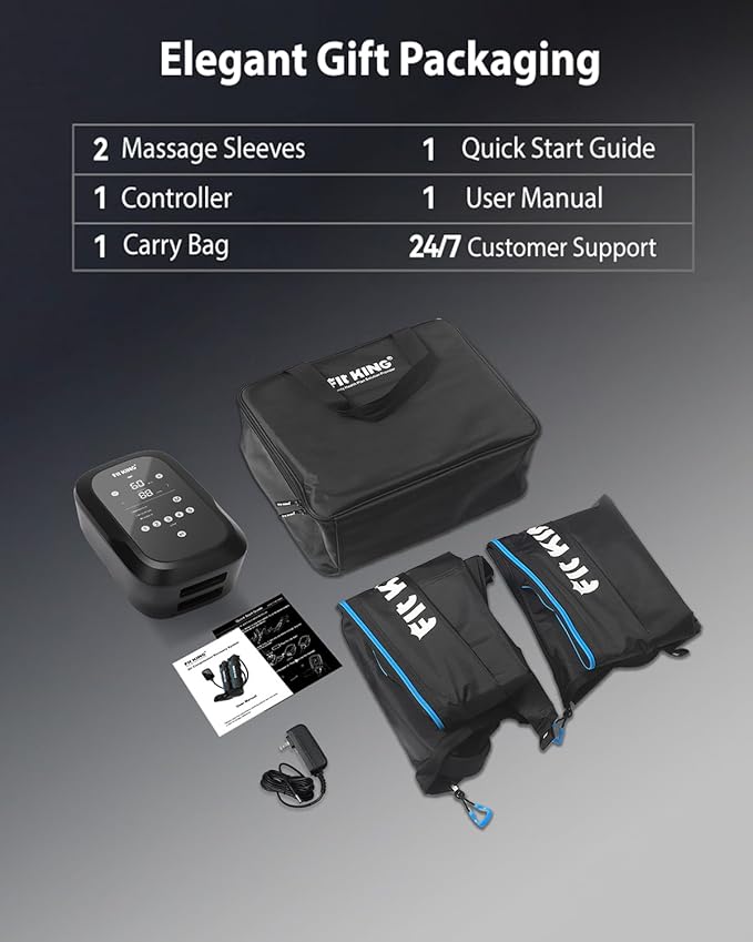 FIT KING Upgraded Leg Massager Recovery Boots Professional Air Compression Recovery System for Circulation &amp Athlete-Level Fast Recovery Cordless Rechargeable Compression Boots (Medium)